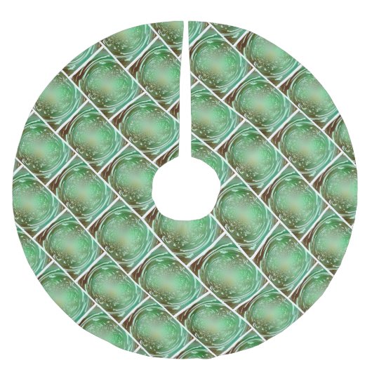 自然グリーンとブラウンフラクタルデザイン ブラッシュドポリエステルツリースカート (正面)