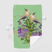 自然グリーンウォーターカラーラブバード薄紫開花  ゴルフタオル (インサイチュ)