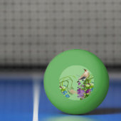 自然グリーンウォーター色フローラ鳥薄紫開花 卓球ボール (ネット)