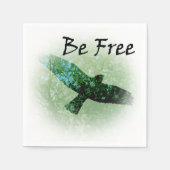 自然グリーンツリーバードソアリングカラス無料 スタンダードカクテルナプキン (正面)