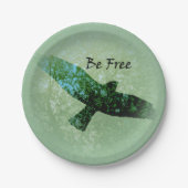 自然グリーンツリーバードソアリングカラス無料 ペーパープレート (正面)