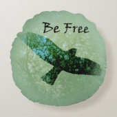 自然グリーンツリーバードソアリングカラス無料 ラウンドクッション (正面)