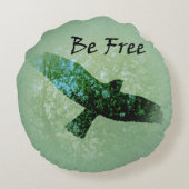 自然グリーンツリーバードソアリングカラス無料 ラウンドクッション (裏面)