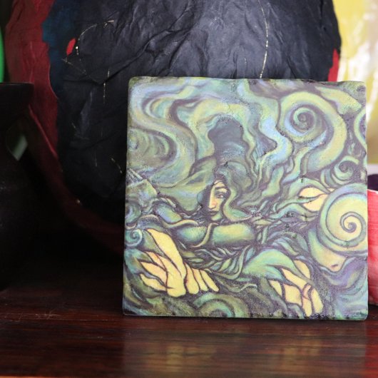 自然グリーン絵画女神の異教の地球 ストーンコースター