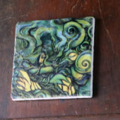 自然グリーン絵画女神の異教の地球 ストーンコースター