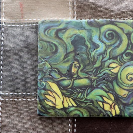 自然グリーン絵画女神の異教の地球 ストーンコースター