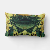 自然グリーン、ブラウン、黄色の複雑なデザイン ランバークッション (裏面)