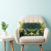 自然グリーン、ブラウン、黄色の複雑なデザイン ランバークッション (椅子)