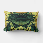 自然グリーン、ブラウン、黄色の複雑なデザイン ランバークッション (正面)