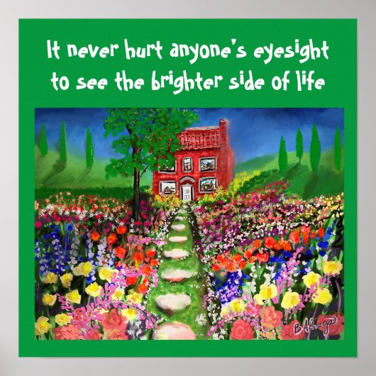 自然コテージW/ビューティフルガーデンカッコいいテンプレート ポスター (正面)