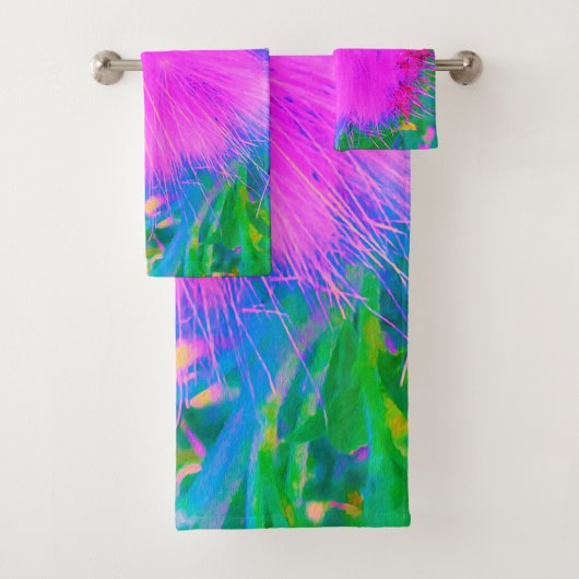 自然サイケデリック紫ミルクウィード バスタオルセット (インサイチュ)