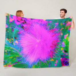 自然サイケデリック紫ミルクウィード フリースブランケット