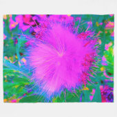 自然サイケデリック紫ミルクウィード フリースブランケット (正面(横))