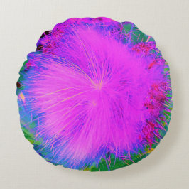 自然サイケデリック紫ミルクウィード ラウンドクッション