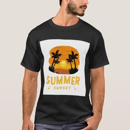 自然サンセットイエロータイポグラフィTシャツ Tシャツ (正面)