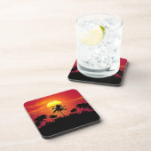 自然サンセットパームツリーズイラストレーション コースター (右側)