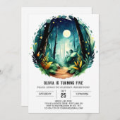 自然シンプルキッズウッドランド誕生日 招待状 (正面/裏面)