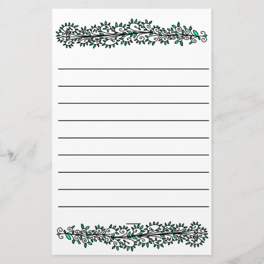 自然シンプル植物つる植物模様筆記紙 便箋 (正面)