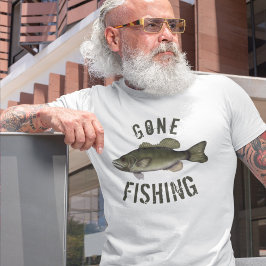 自然シンプル野生動物魚おもしろい行った魚釣り Tシャツ