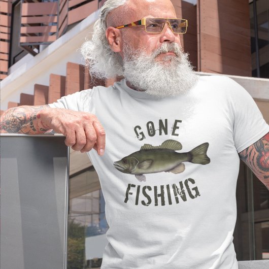 自然シンプル野生動物魚おもしろい行った魚釣り Tシャツ