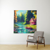 自然シーナリーピンクコテージ タペストリー (インサイチュ)