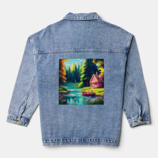 自然シーナリーピンクコテージ デニムジャケット (裏面)