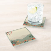 自然シーングリーン縁どガラスコースター ガラスコースター (アングル)