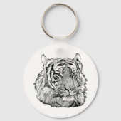 自然ジャングルタイガー顔サファリ動物の野生動物 キーホルダー (正面)