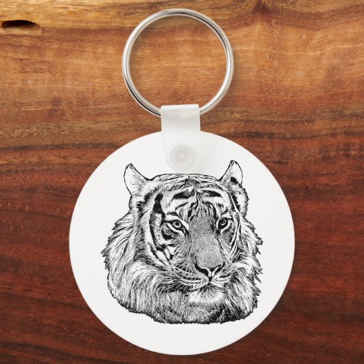 自然ジャングルタイガー顔サファリ動物の野生動物 キーホルダー (正面)