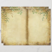 自然ジャーナルワイルドハーブグリーナリースクラップブック紙 (正面/裏面)