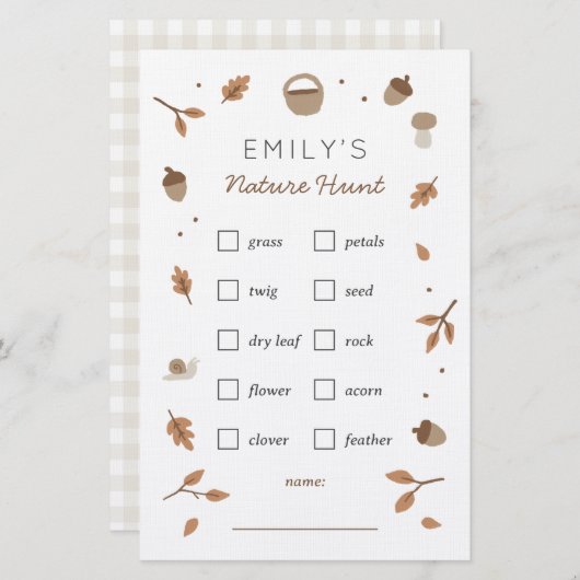 自然スカベンジャー狩り子供の誕生日チェックリスト 便箋 (正面/裏面)
