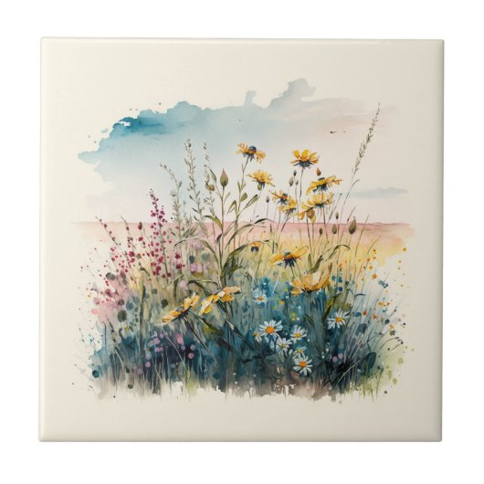 自然スタイル野花セラミックタイル タイル (正面)