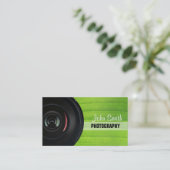 自然ストライプグリーン写真用名刺 名刺 (スタンド正面)