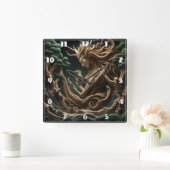 自然スピリットが森の野生生物を抱擁 スクエア壁時計 (ホーム)