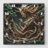 自然スピリットが森の野生生物を抱擁 スクエア壁時計 (正面)