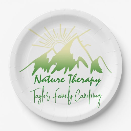 自然セラピーファミリーキャンパーソナライズされたピング ペーパープレート (正面)