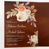 自然ダスティピーチフローラテラコッタ結婚ズ 三つ折り招待状 (内部最初)