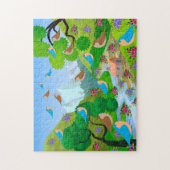 自然ツリーズバーズフラワーズリバーハウス、8歳 ジグソーパズル (縦)