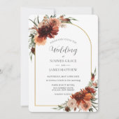 自然テラコッタラストフローラアー結婚チズ 招待状 (正面)