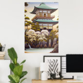 自然テンプルアジアンウォールアート ポスター (ホームオフィス)