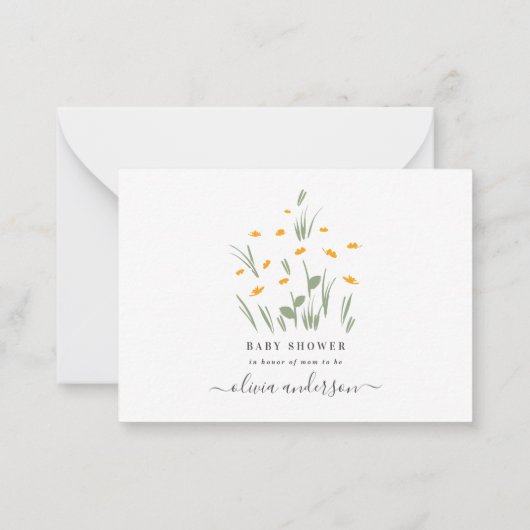 自然デイジーフローラの赤ちゃんシャワー本をもたらす ノートカード (裏面)