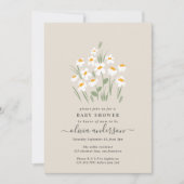 自然デイジーフローラエレガント美しい赤ちゃんシャワー 招待状 (正面)