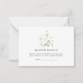 自然デイジーフローラベビーシャワーおむつラッフル ノートカード (正面)