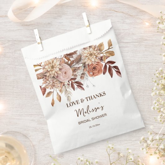 自然デザートボホブライダルシャワー感謝していユー フェイバーバッグ (クリップ留めされた状態)