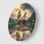 自然トラベル – 水山風景 ラージ壁時計 (傾斜)