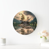 自然トラベル – 水山風景 ラージ壁時計 (ホーム)