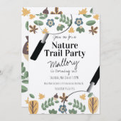 自然トレイルウッズアコーン誕生日緑素朴色 招待状 (正面/裏面)