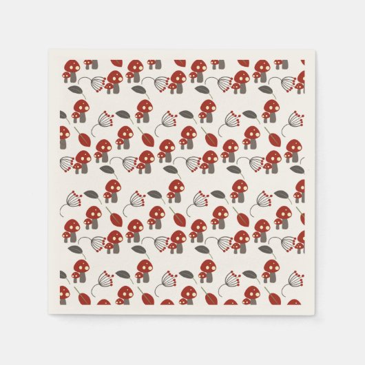 自然トレイルウッズアドベンチャーキノコ誕生日 スタンダードカクテルナプキン (正面)