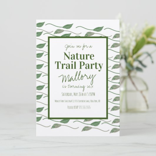 自然トレイルウッズリーフ誕生日 素朴 招待状 (スタンド正面)