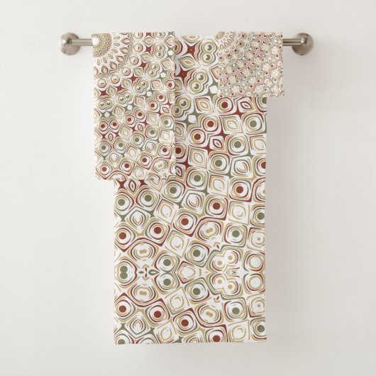 自然トープと錆の曼荼羅の模様 バスタオルセット (インサイチュ)